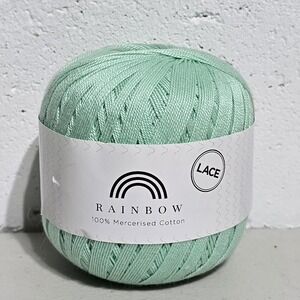Hobbii Rainbow Lace 100% Cotton Yarn -0 Weight 1.75oz Skein Color Mint Green #25
